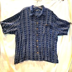 Men's 2XL 50/52 Puritan blue and white button-down shirt rayon